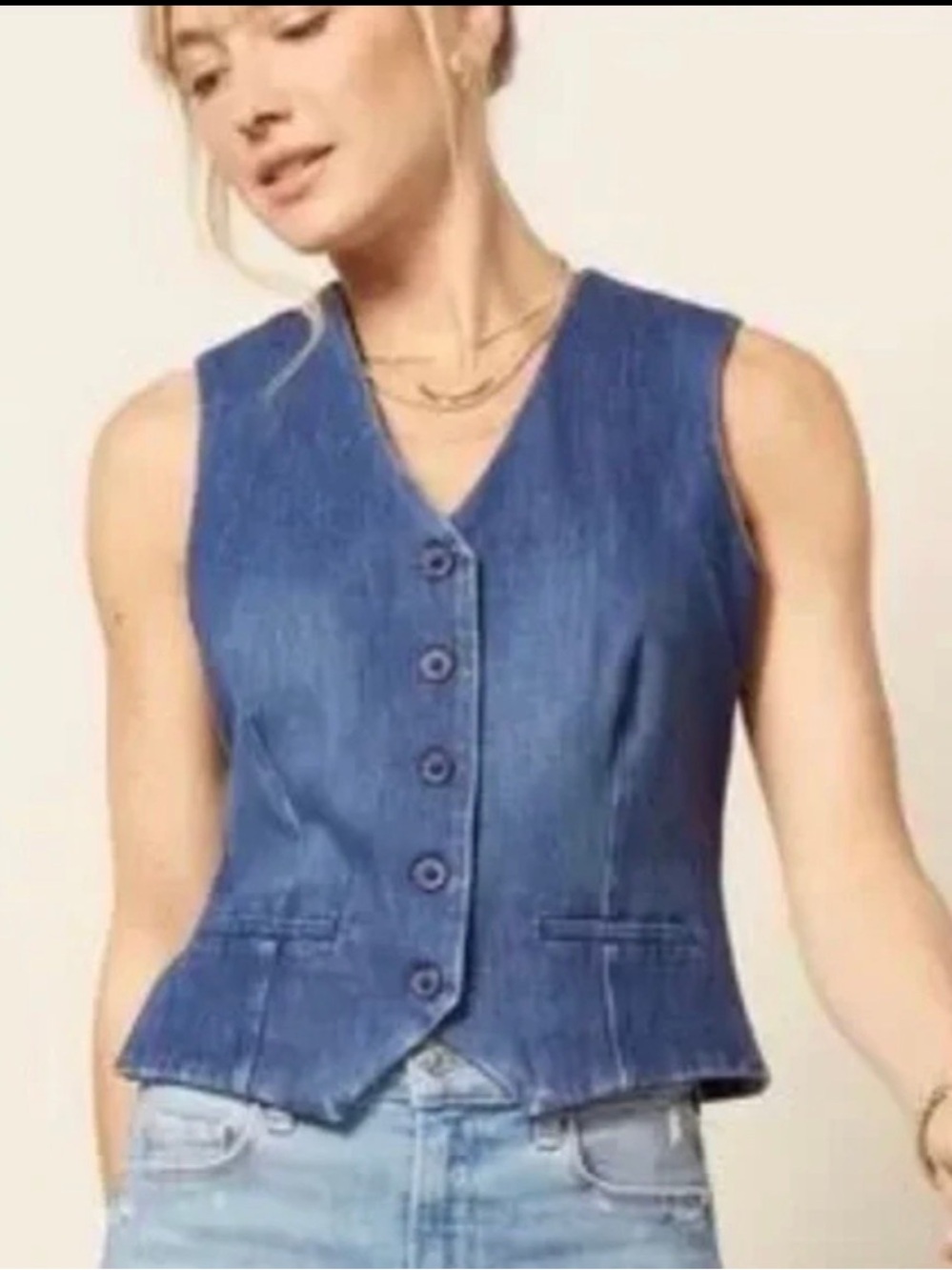 Evereve Women’s Sierra Demim Button Front Vest